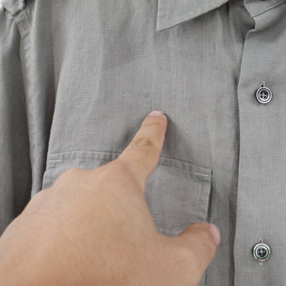 Tom Ford Shirt Mens 16.5 Linen safari military Button Up Long Roll Tab Sleeve - Picture 14 of 16